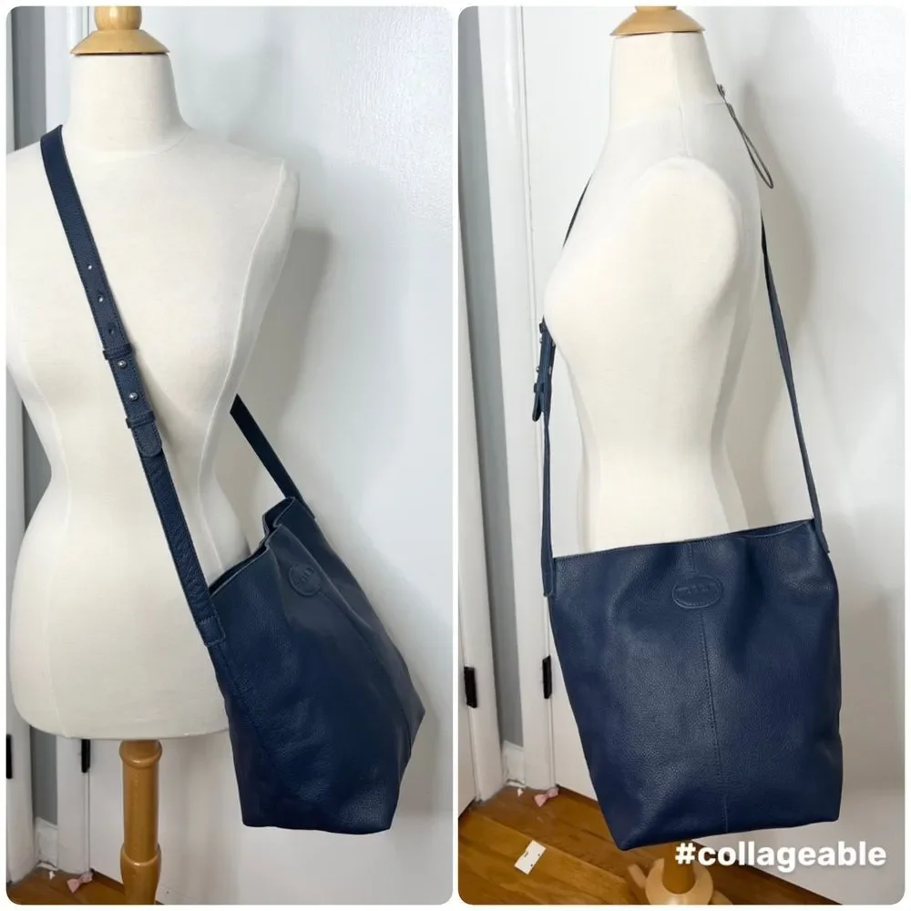 M.I.L.A Joanie Crossbody Bag Navy Leather Bucket